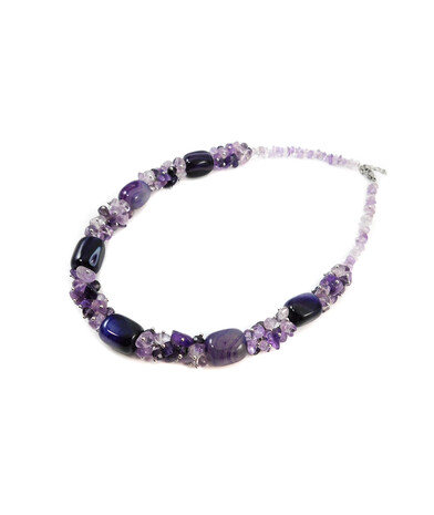 Exclusive necklace "Saffron aroma" Violet agate, Amethyst crumb