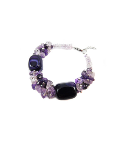 Exclusive bracelet "Saffron aroma" Violet agate, Amethyst crumb