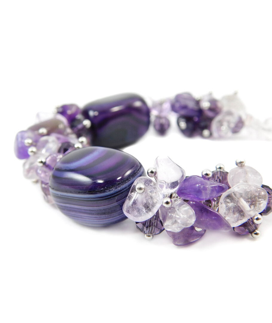 Exclusive bracelet "Saffron aroma" Violet agate, Amethyst crumb