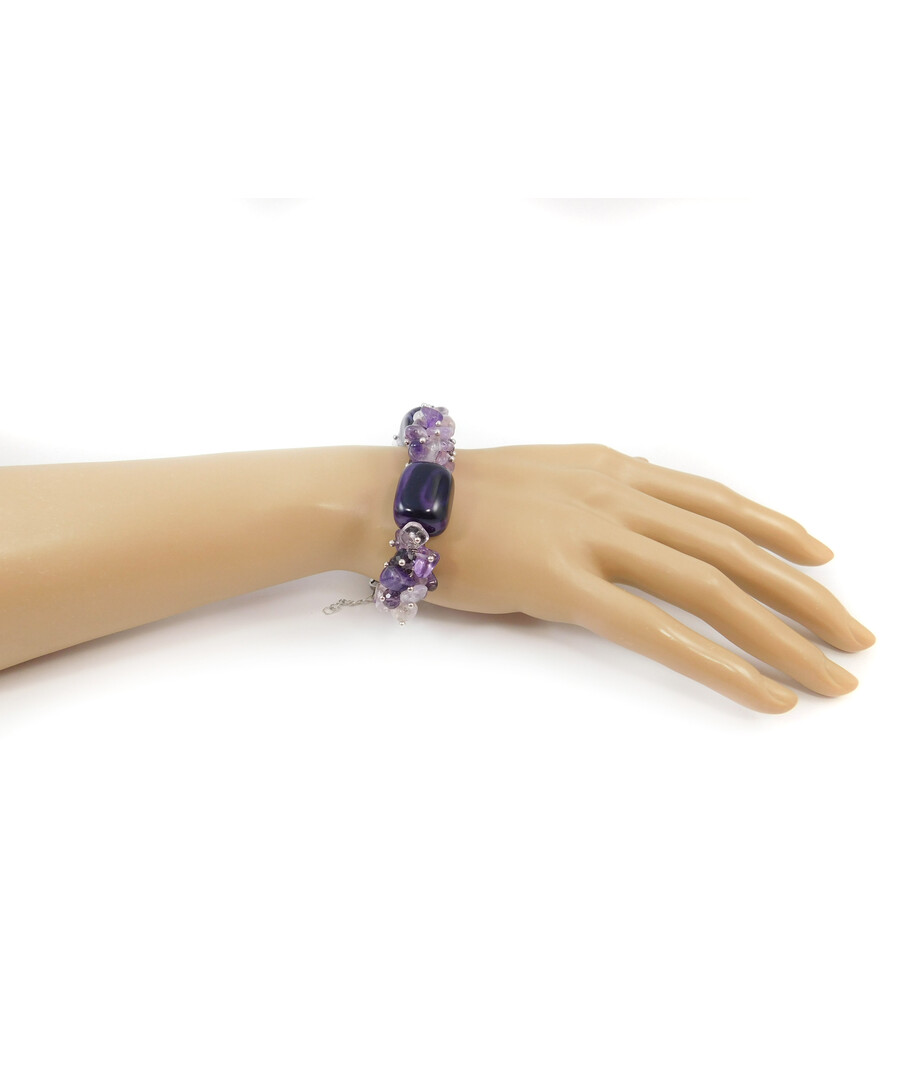 Exclusive bracelet "Saffron aroma" Violet agate, Amethyst crumb