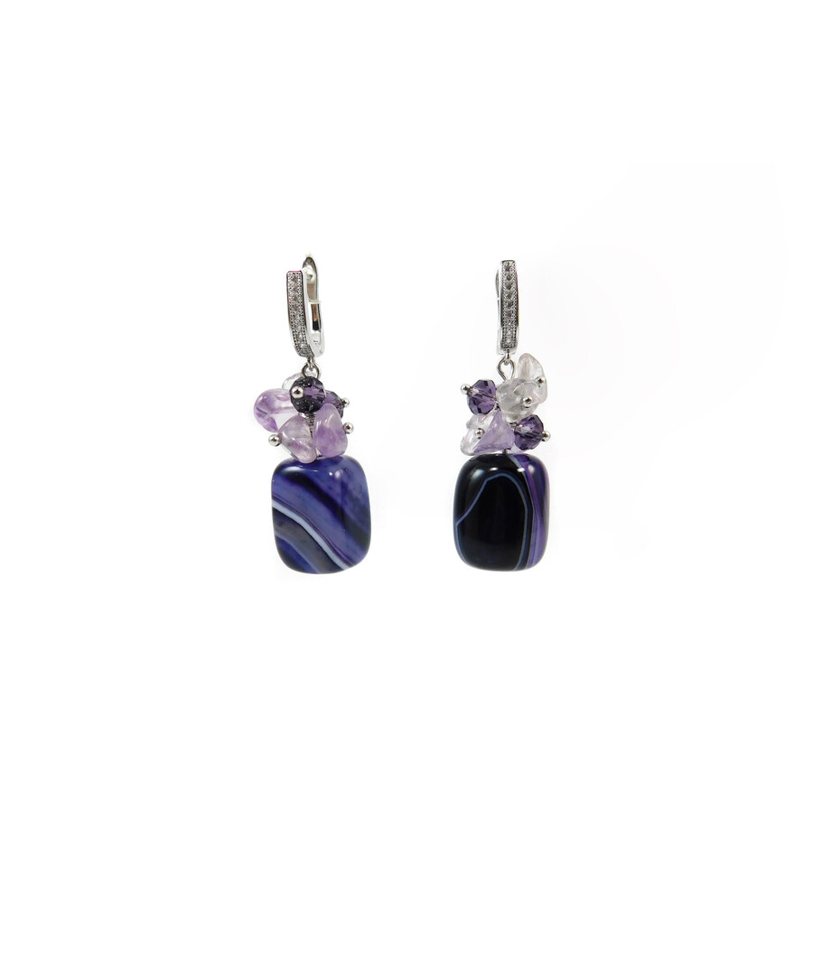 Exclusive earrings "Saffron aroma" Violet agate, Amethyst crumb