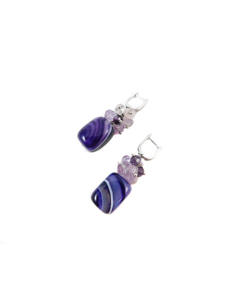 Exclusive earrings "Saffron aroma" Violet agate, Amethyst crumb