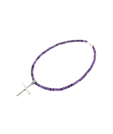 Exclusive necklace Cross, Amethyst facet silver