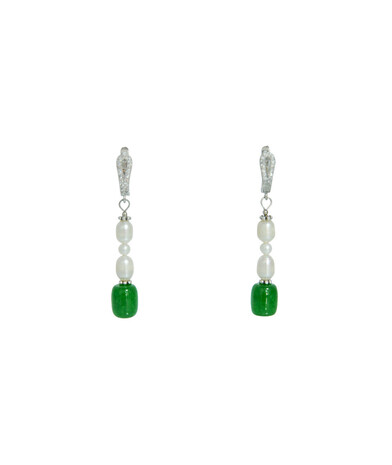 Exclusive earrings "Royal Pearls" Chrysoprase, Pearls