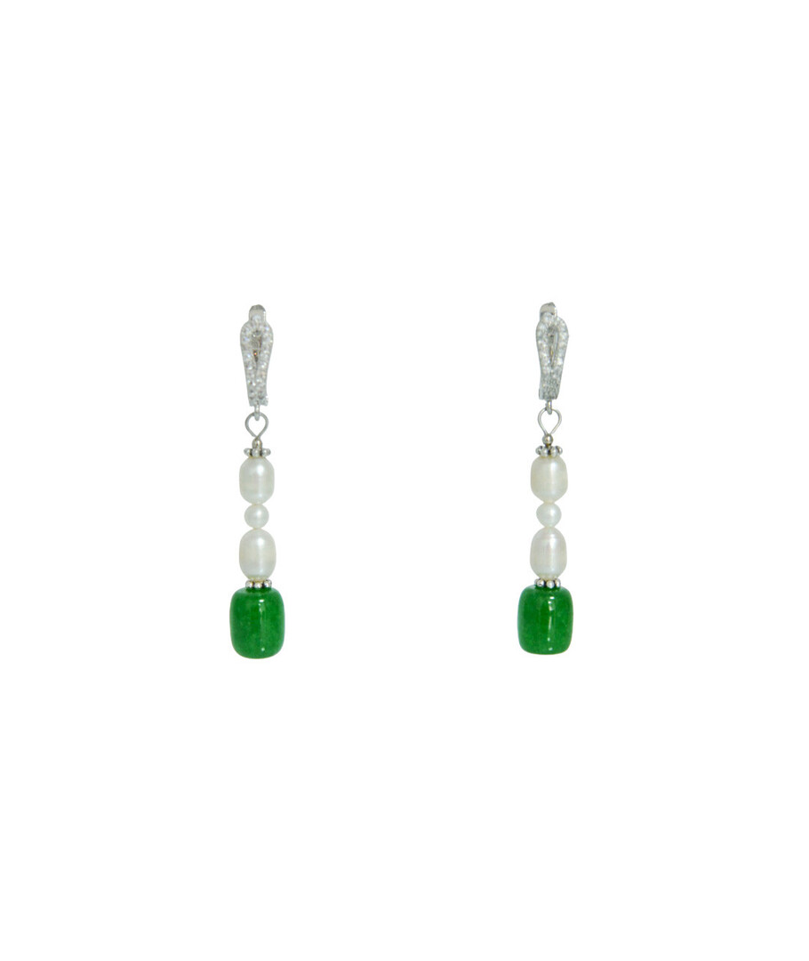 Exclusive earrings "Royal Pearls" Chrysoprase, Pearls