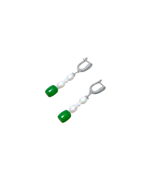 Exclusive earrings "Royal Pearls" Chrysoprase, Pearls