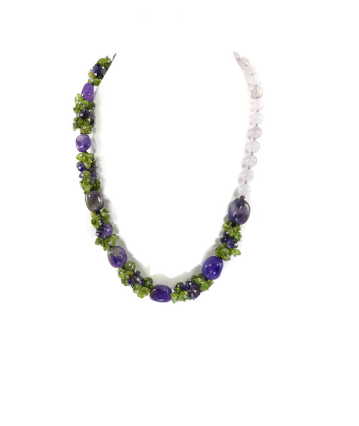 Exclusive necklace "Lavender field" Amethyst, chrysolite crumb