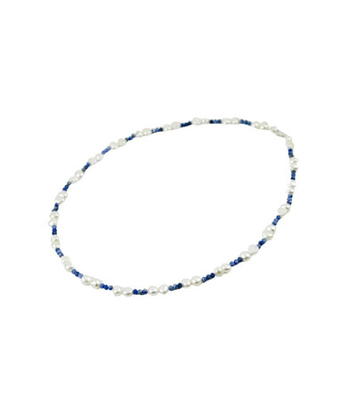 Exclusive necklace "Veil" Sodalite facet, Pearls coins