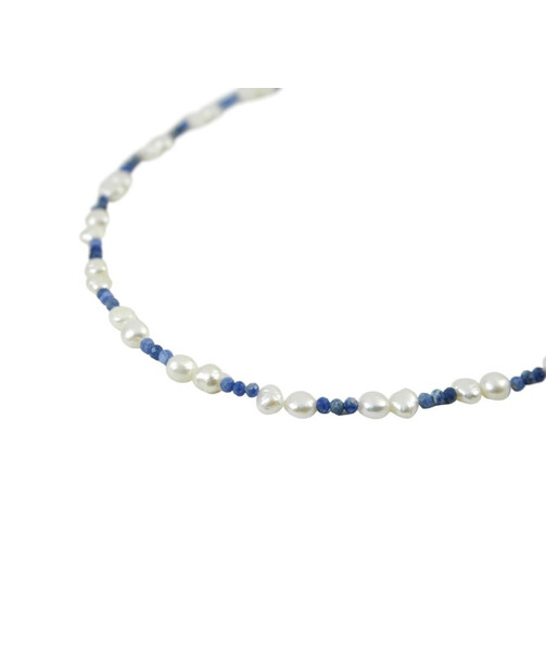 Exclusive necklace "Veil" Sodalite facet, Pearls coins