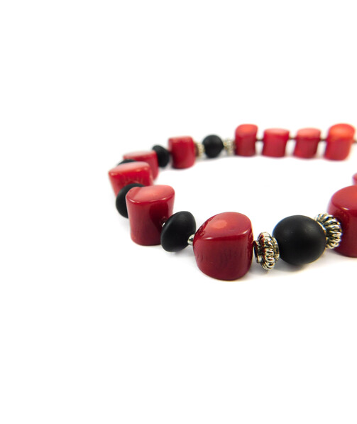 Exclusive bracelet "Stozhary" Coral, Shungite