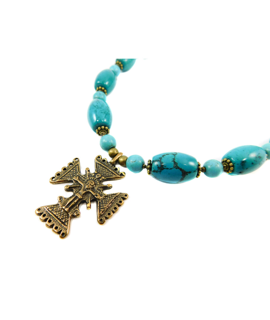 Exclusive necklace "Elysia" Turquoise barrel, sphere