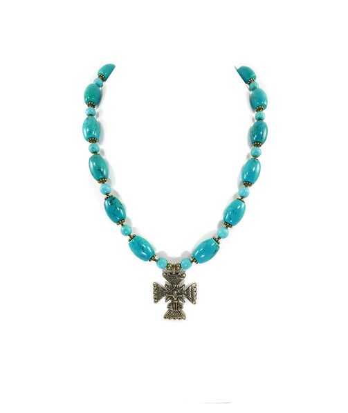 Exclusive necklace "Elysia" Turquoise barrel, sphere