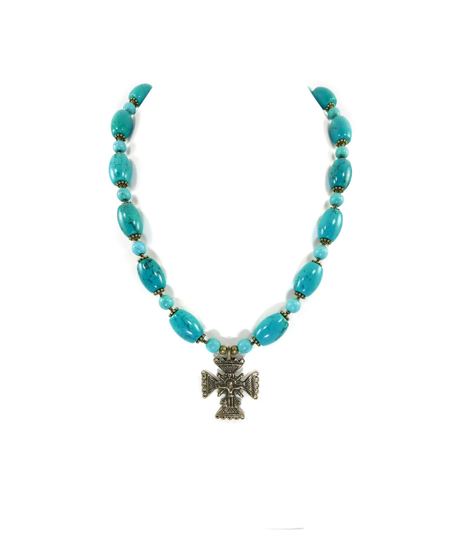 Exclusive necklace "Elysia" Turquoise barrel, sphere