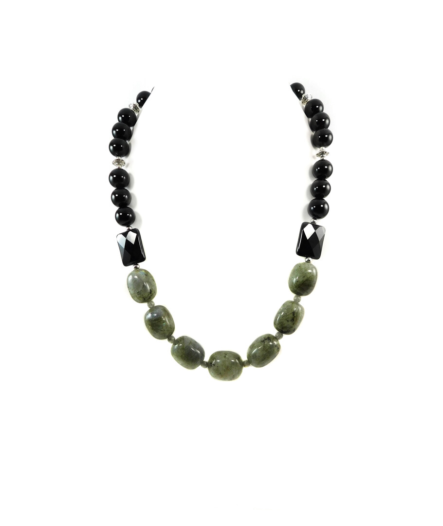 Exclusive necklace "Black dress" Labrador barrel, Agate