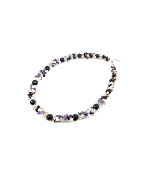 Exclusive necklace "Passionate combination" Amethyst facet, Garnet facet, Cat's eye crumb