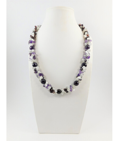 Exclusive necklace "Passionate combination" Amethyst facet, Garnet facet, Cat's eye crumb