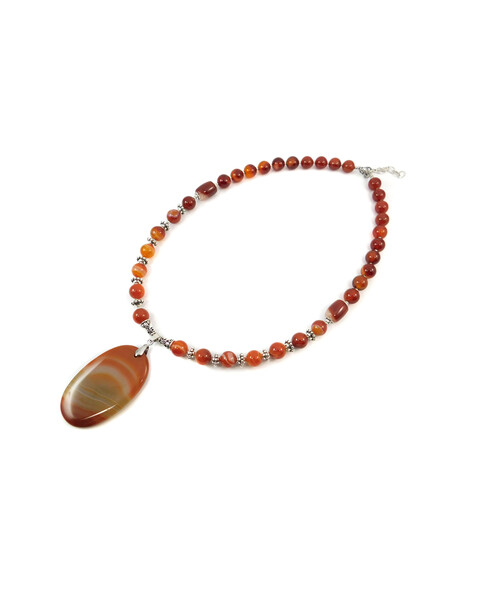 Exclusive necklace "Roxalan" Carnelian sphere, barrel