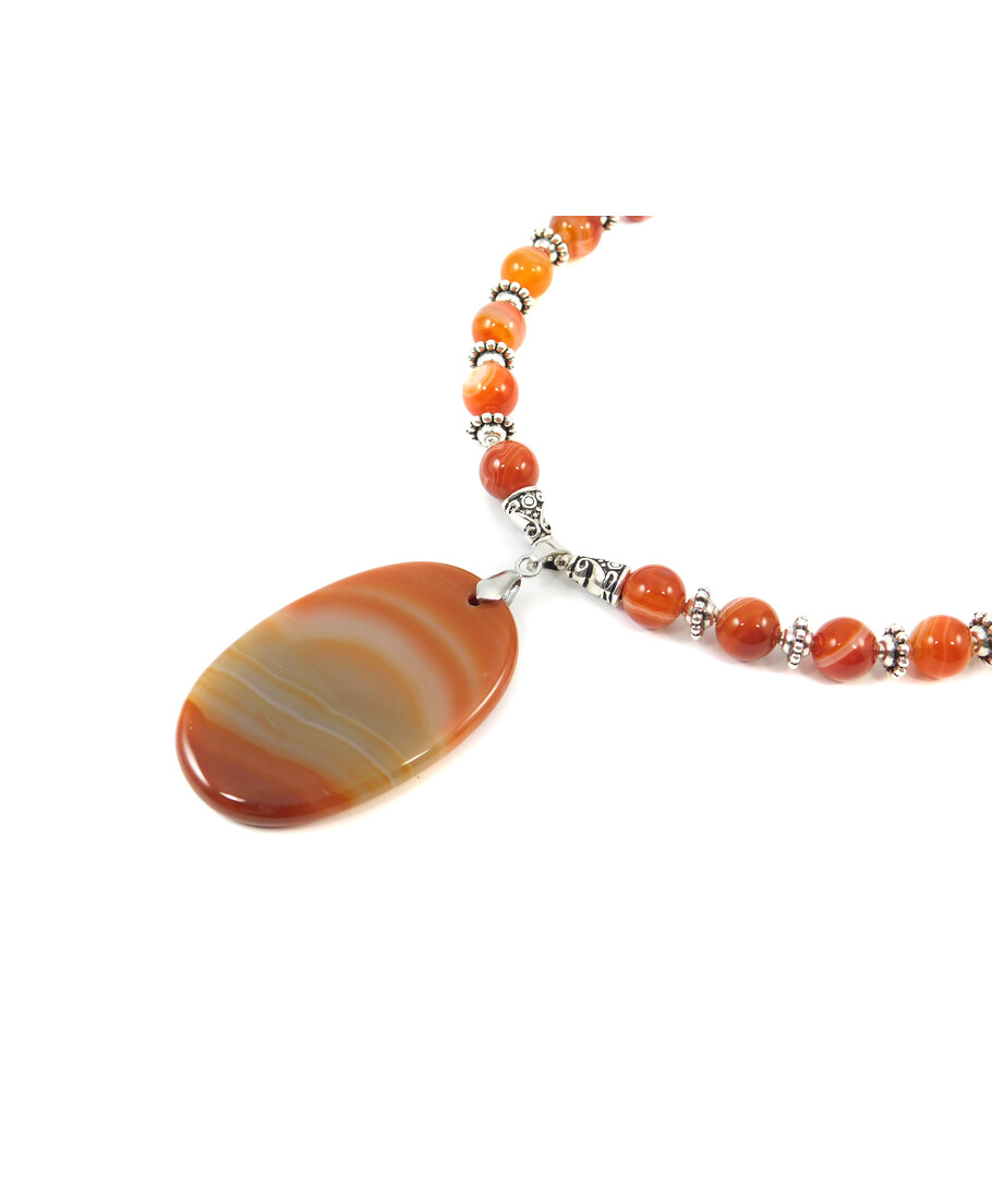 Exclusive necklace "Roxalan" Carnelian sphere, barrel