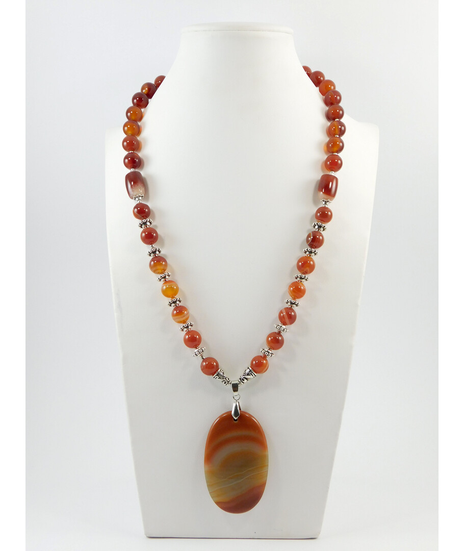 Exclusive necklace "Roxalan" Carnelian sphere, barrel