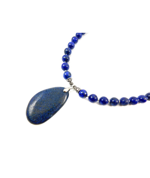 Exclusive necklace "Neon" Lapis lazuli, Cat's eye sphere 8, 10 mm