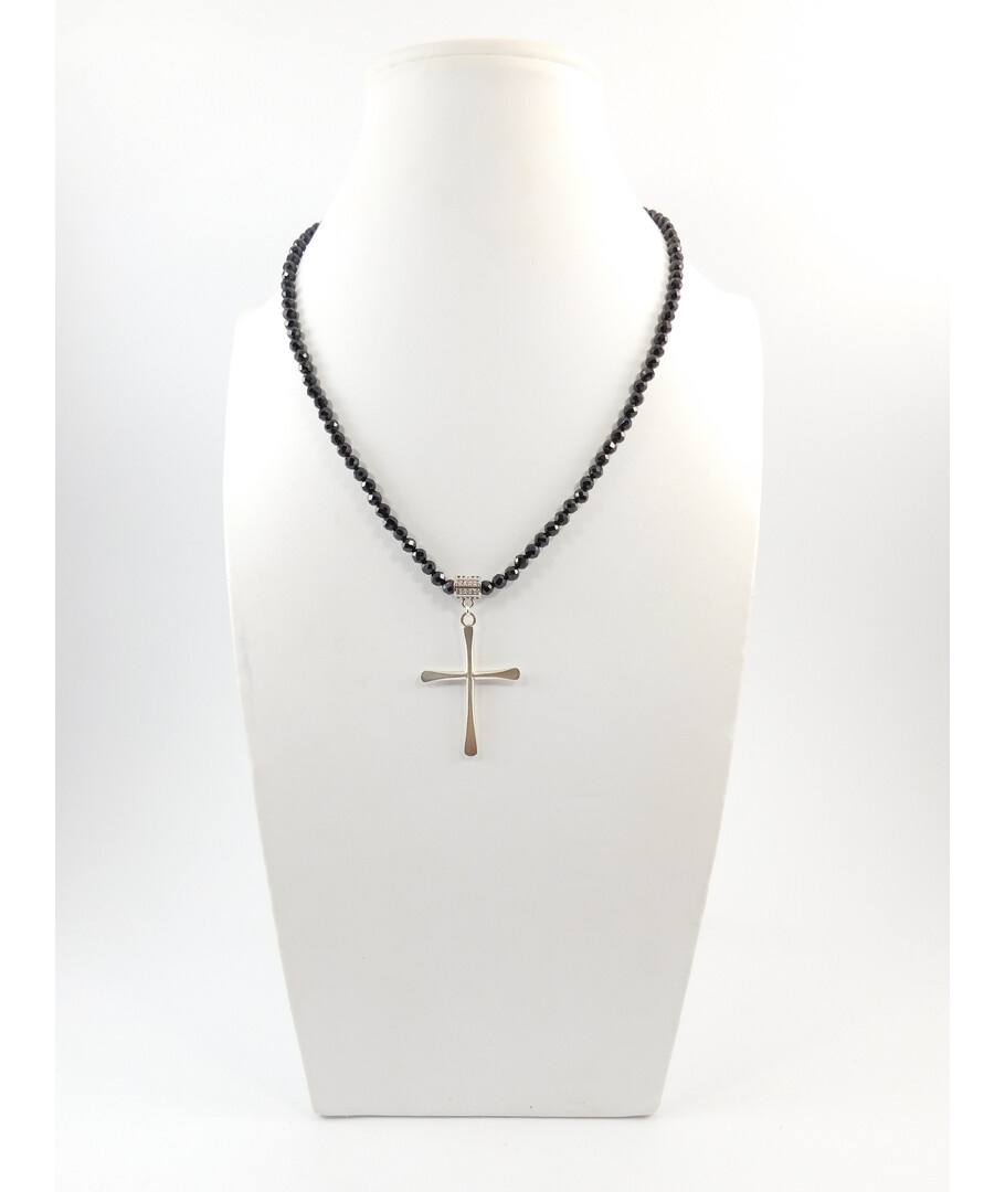 Exclusive necklace Cross, Tourmaline facet, silver