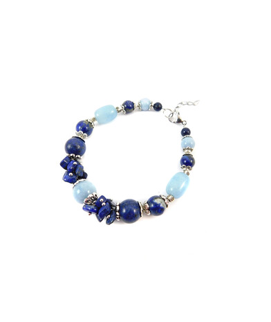 Exclusive bracelet "Andromeda" lapis lazuli, aquamarine sphere 12, 10, 8, 6 mm, crumb