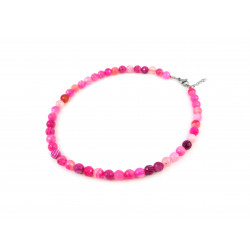 Ожерелье Агат грань, розовый 8 мм, 41 см