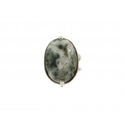 Кольцо Яшма грань, зеленое, 24*17 мм, серебро, 18-19 г. регулируется
