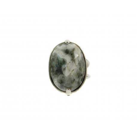 Кольцо Яшма грань, зеленое, 24*17 мм, серебро, 18-19 р регулируется