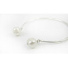 Pearl bracelet, cast silver, adjustable size