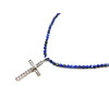 Exclusive necklace Cross with cubic zirconia, lapis lazuli cut 3.5 mm