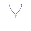 Exclusive necklace Cross with cubic zirconia, lapis lazuli cut 3.5 mm