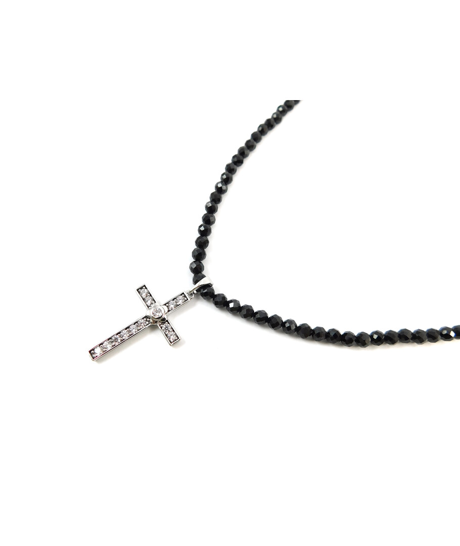 Exclusive necklace Cross with cubic zirconia, Tourmaline cut 4 mm