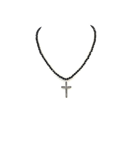 Exclusive necklace Cross with cubic zirconia, Tourmaline cut 4 mm