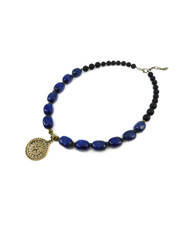 Exclusive necklace "Charlotte" Lapis lazuli, Shungite