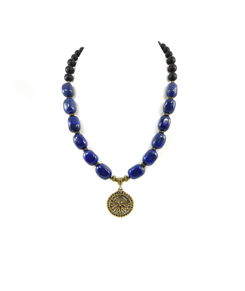 Exclusive necklace "Charlotte" Lapis lazuli, Shungite