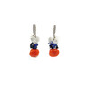 Exclusive earrings &quot;Coral frost&quot; Coral galtovka, Lapis lazuli, Cat&#039;s eye crumb