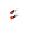 Exclusive earrings &quot;Coral frost&quot; Coral galtovka, Lapis lazuli, Cat&#039;s eye crumb