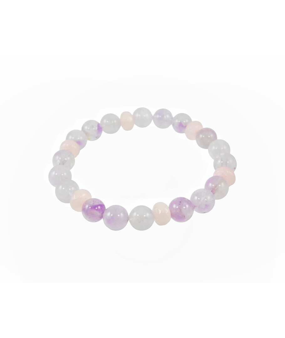 Exclusive bracelet "Romanticism" Lavender amethyst sphere, Rose quartz rondel facet,