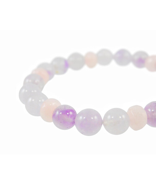 Exclusive bracelet "Romanticism" Lavender amethyst sphere, Rose quartz rondel facet,