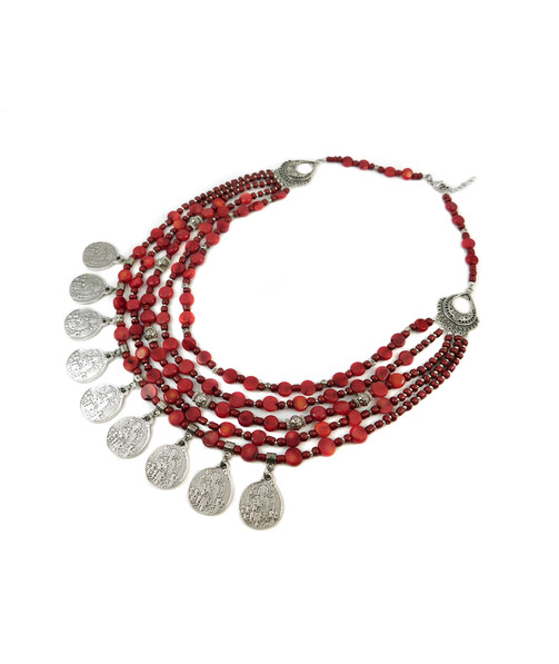 Exclusive coral necklace "Coral Coins"