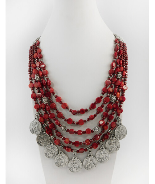 Exclusive coral necklace "Coral Coins"