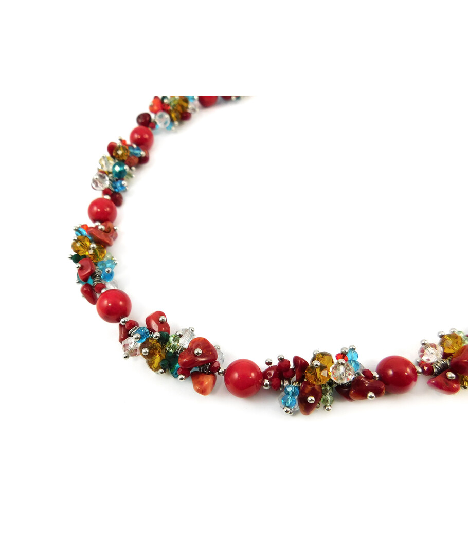 Exclusive necklace "Hutsulochka" Coral ("Colors" Collection)