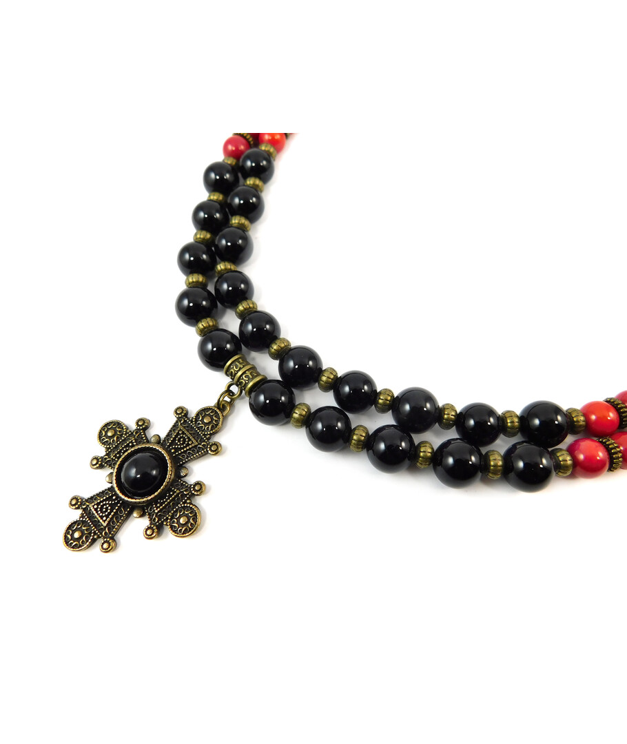 Exclusive necklace Coral, Agate ("Ethnic" Collection)