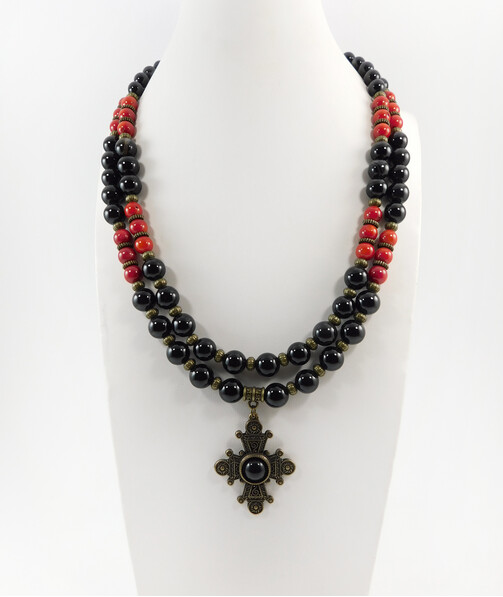 Exclusive necklace Coral, Agate ("Ethnic" Collection)