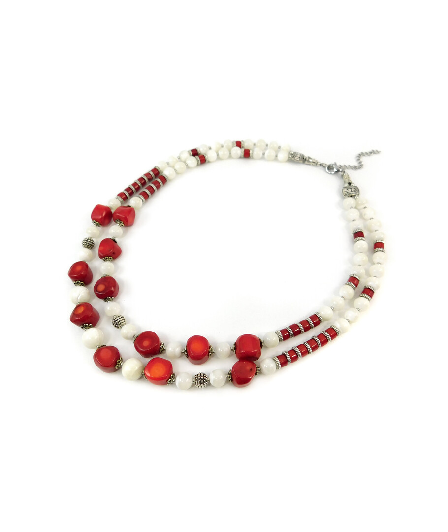 Exclusive necklace "Virgin" Coral, mother-of-pearl ("Ethnica" collection)