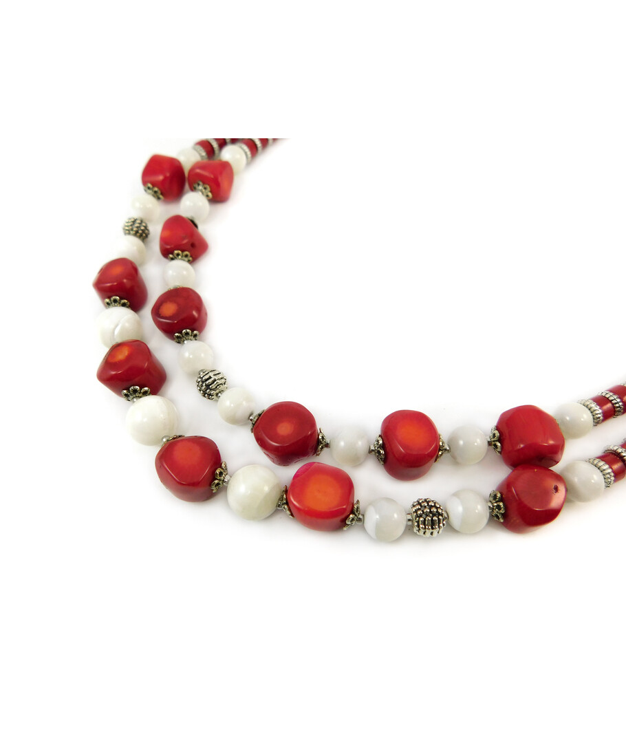 Exclusive necklace "Virgin" Coral, mother-of-pearl ("Ethnica" collection)