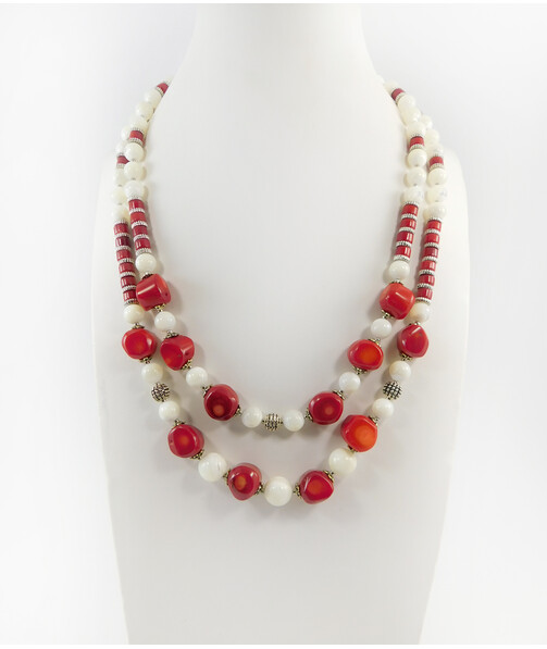 Exclusive necklace "Virgin" Coral, mother-of-pearl ("Ethnica" collection)