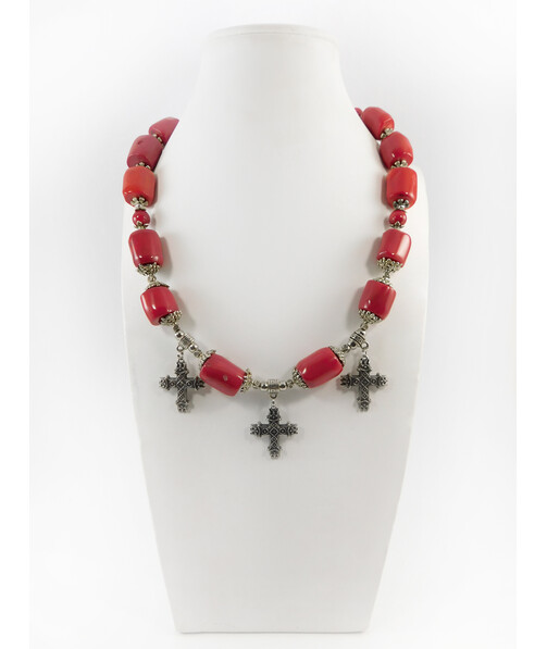 Exclusive necklace "Beads" Coral