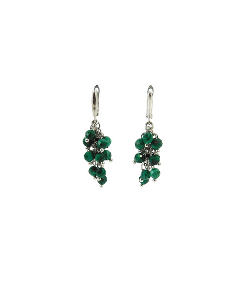 Exclusive earrings "Women's style" Malachite cut 3.5 mm 